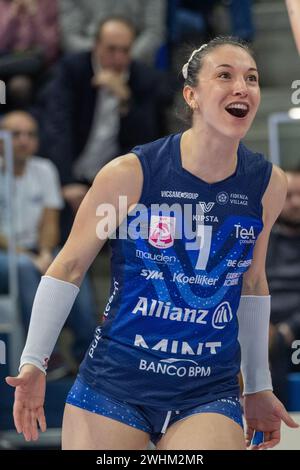 Milan, Italy. 10th Feb, 2024. Happiness of Helena Cazaute (Allianz VV Milano) during Allianz VV Milano vs Igor Gorgonzola Novara, Volleyball Italian Serie A1 Women match in Milan, Italy, February 10 2024 Credit: Independent Photo Agency/Alamy Live News Stock Photo