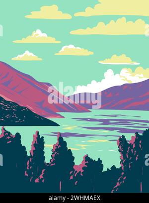Deer Creek State Park in Wasatch County Utah USA WPA Art Poster Stock Photo