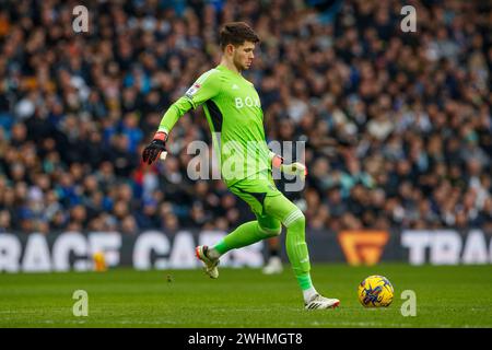 Leeds, UK. 10th Feb, 2024. Illan Meslier of Leeds United is playing during the Sky Bet Championship match between Leeds United and Rotherham United at Elland Road in Leeds, England, on February 10, 2024. (Photo by Mike Morese/MI News/NurPhoto) Credit: NurPhoto SRL/Alamy Live News Stock Photo