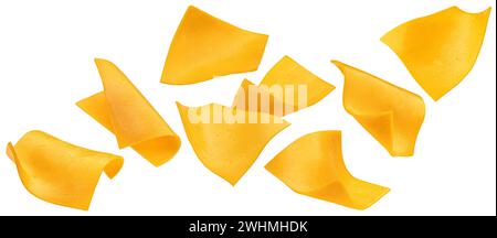 Processed cheese, burger cheese slices isolated on white background Stock Photo