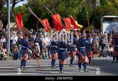 The army of feudal lord at the autumn Nagoya festival. Japan Stock Photo