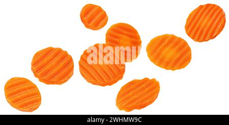 Pickled and marinated carrot slices isolated on white background Stock Photo