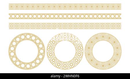 Arabic luxury circular ornament frame gold color Stock Vector