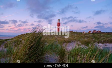 Exel lighthouse during sunset Netherlands Dutch Island Texel Stock Photo