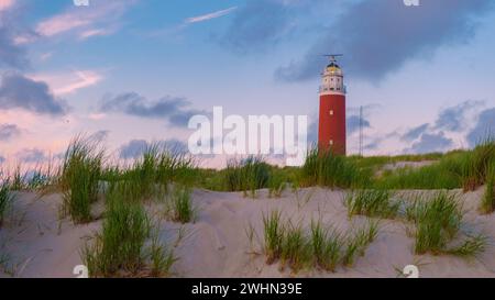 Exel lighthouse during sunset Netherlands Dutch Island Texel Stock Photo