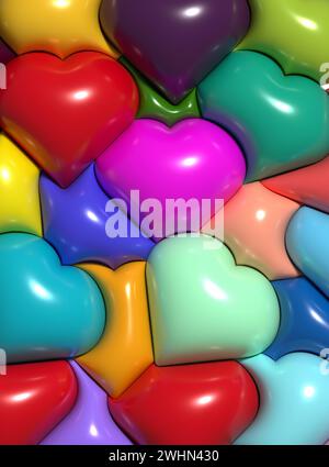 3D pink Heart Illustration, inflated abstract heart balloon clipart ...
