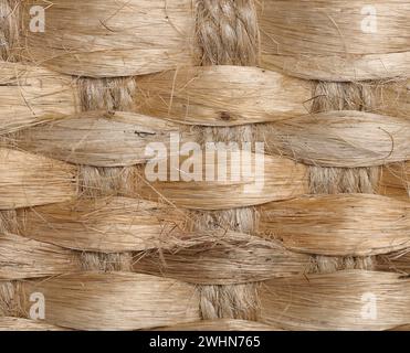 The texture of a jute brown fabric with a large interlacing of fibers Stock Photo