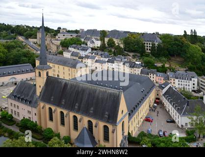 Historical Abbey Neumuenster in the Neighborhood Grund in the Capital of Luxemburg Stock Photo