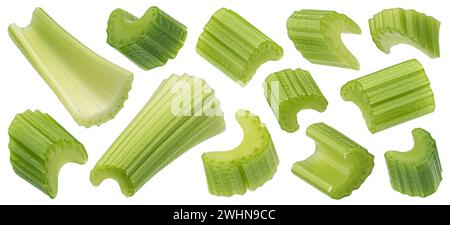 Chopped celery isolated on white background with clipping path Stock Photo