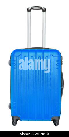 The blue  suitcase isolated on white background with clipping path Stock Photo