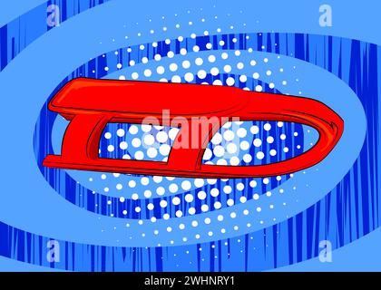 Cartoon Sled, comic book Toboggan. Retro vector comics pop art design. Stock Vector