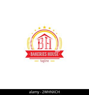 Bakeries House Logo Simple. BH Icon Stock Vector
