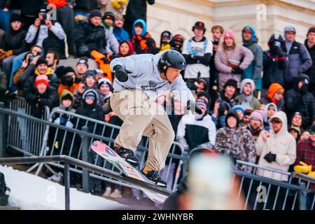 Minneapolis, Minnesota, USA. 10th Feb, 2024. GARRETT MCKENZIE (USA) at Red Bull Heavy Metal on the steps of the Minnesota State Capitol Building in St. Paul, MN on February 10th, 2024. (Credit Image: © Steven Garcia/ZUMA Press Wire) EDITORIAL USAGE ONLY! Not for Commercial USAGE! Stock Photo