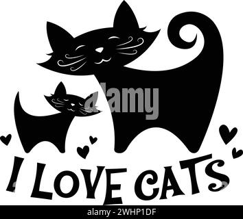 Cat design picture meticulously designed, logo design concept white and black vector illustration., Cut File for your Cutting Machine and t-shirt. Stock Vector