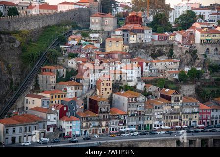 View of the Porto old town colourful houses at Rebiera the old town of Porto city in Portugal Europe Stock Photo