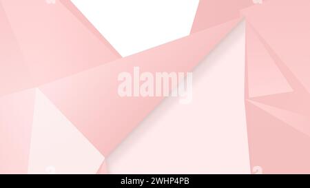 Abstract pink and white geometric triangle background. Full frame triangular background with copy space. 4k resolution. Stock Photo