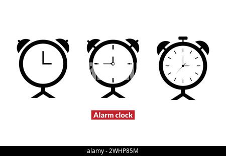 Alarm clock icon in trendy flat design. Stock Vector