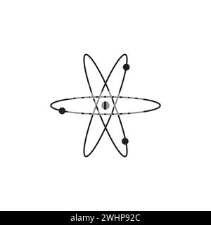 Atom icon in flat style with background. Stock Vector