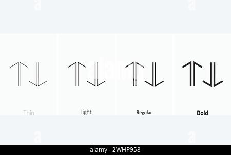Arrows Sort icon. Thin, Light Regular And Bold style design isolated on white background. Stock Vector