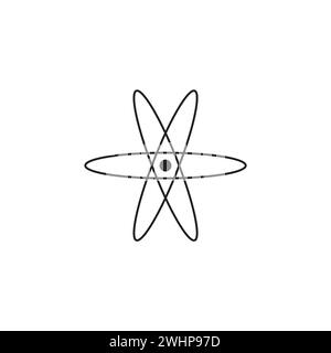 Atom icon in flat style with background. Stock Vector