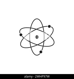 Atom icon in flat style with background. Stock Vector