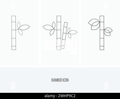 bamboo icon vector. bamboo sign on white background. Bamboo with leaves line icon. Stock Vector