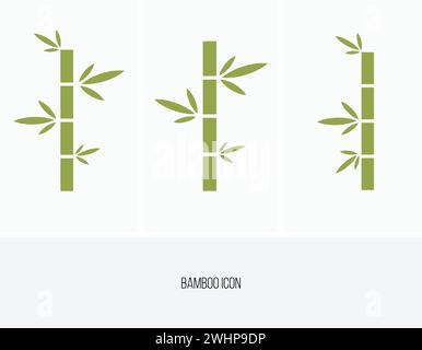 Green bamboo stem flat icon vector. Stock Vector