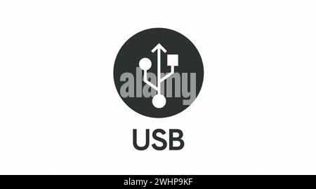 USB Icon or Sign. Vector isolated editable illustration Stock Vector
