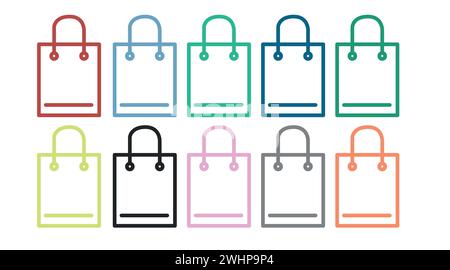 Shopping Bag Icon Set. Vector isolated linear editable illustration set Stock Vector