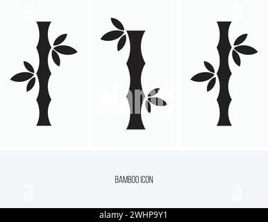 bamboo icon vector. bamboo sign on white background. Bamboo with leaves line icon. Stock Vector