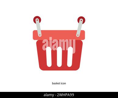 Basket flat vector icon. Shopping Sign isolated on white background. Stock Vector