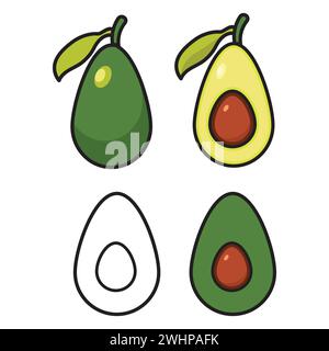 Fruits food avocado slice line icon Stock Vector