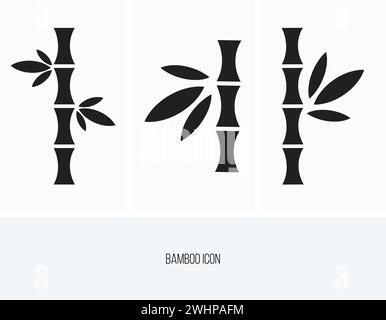 bamboo icon vector. bamboo sign on white background. Bamboo with leaves line icon. Stock Vector