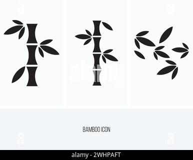 bamboo icon vector. bamboo sign on white background. Bamboo with leaves line icon. Stock Vector
