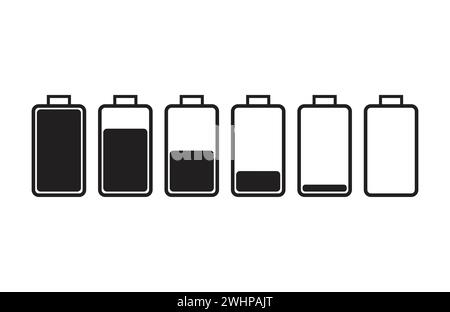 battery icon set in flat style with background. Stock Vector