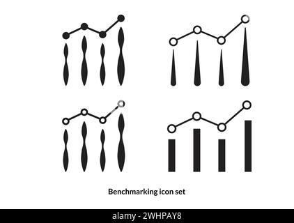 Benchmark measure icon set in flat style design. isolated on white background. Stock Vector