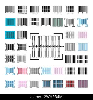Barcode icon set , flat vector illustration. Stock Vector