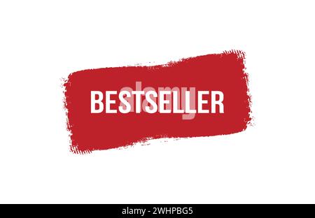 Brush style Bestseller red banner design on white background. Stock Vector