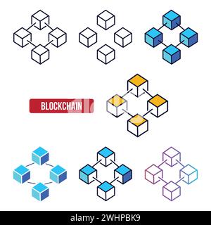 Blockchain icon flat vector illustration. Stock Vector