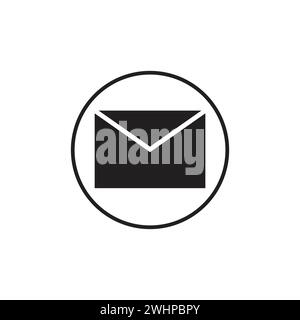 black envelope icon, in trendy flat style isolated on grey background. Stock Vector