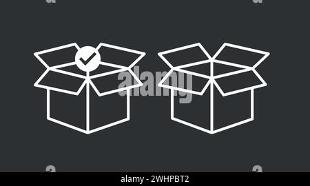 Box Icon Set. Vector isolated editable flat set of boxes illustrations Stock Vector