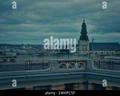 Brussels, Belgium. 02-09-2024. Abstract landscape of the city of Brussels. Cloudy weather in the middle of winter Stock Photo