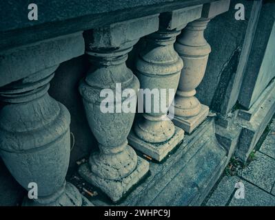 Brussels, Belgium. 02/09/2024. Abstract landscape of the city of Brussels. Architecture made of stone. Stone columns. Cloudy weather Stock Photo