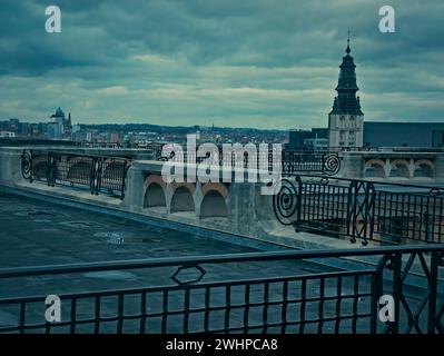 Brussels, Belgium. 02-09-2024. Abstract landscape of the city of Brussels. Cloudy weather in the middle of winter Stock Photo