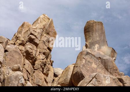 Rock inscriptions on Sehel Island, Aswan, Egypt, Stock Photo