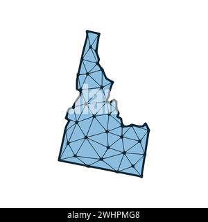 Idaho state map polygonal illustration made of lines and dots, isolated on white background. US state low poly design Stock Photo