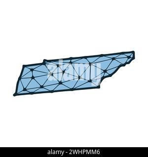 Tennessee state map polygonal illustration made of lines and dots, isolated on white background. US state low poly design Stock Photo