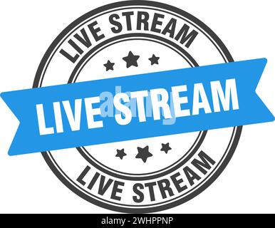 live stream stamp. live stream round sign. label on transparent background Stock Vector