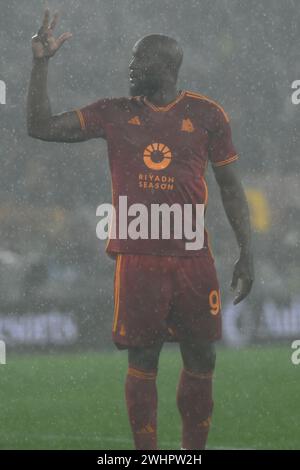 Rome, Italy. 10th Feb, 2024. Romelu Lukaku os AS Roma gestures during the Serie A match between AS Roma vs FC Internazionale at Olimpic Stadium Credit: Independent Photo Agency/Alamy Live News Stock Photo