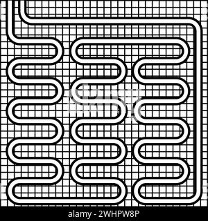 Electric floor heating warm heated contour outline line icon black color vector illustration image thin flat style simple Stock Vector
